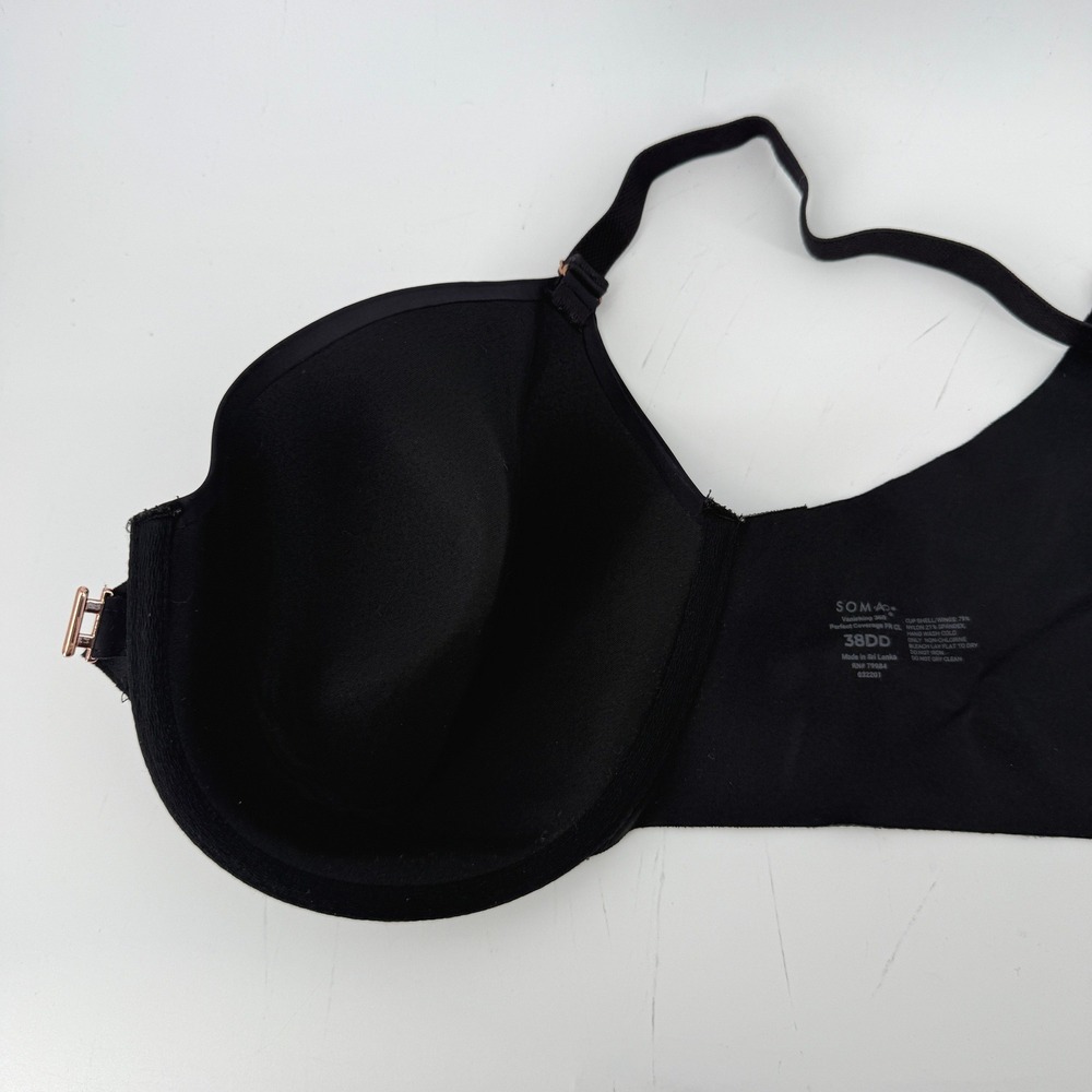 Soma Vanishing 360 Perfect Coverage Front Closure Bra Black 38DD Full Coverage - Picture 3 of 7